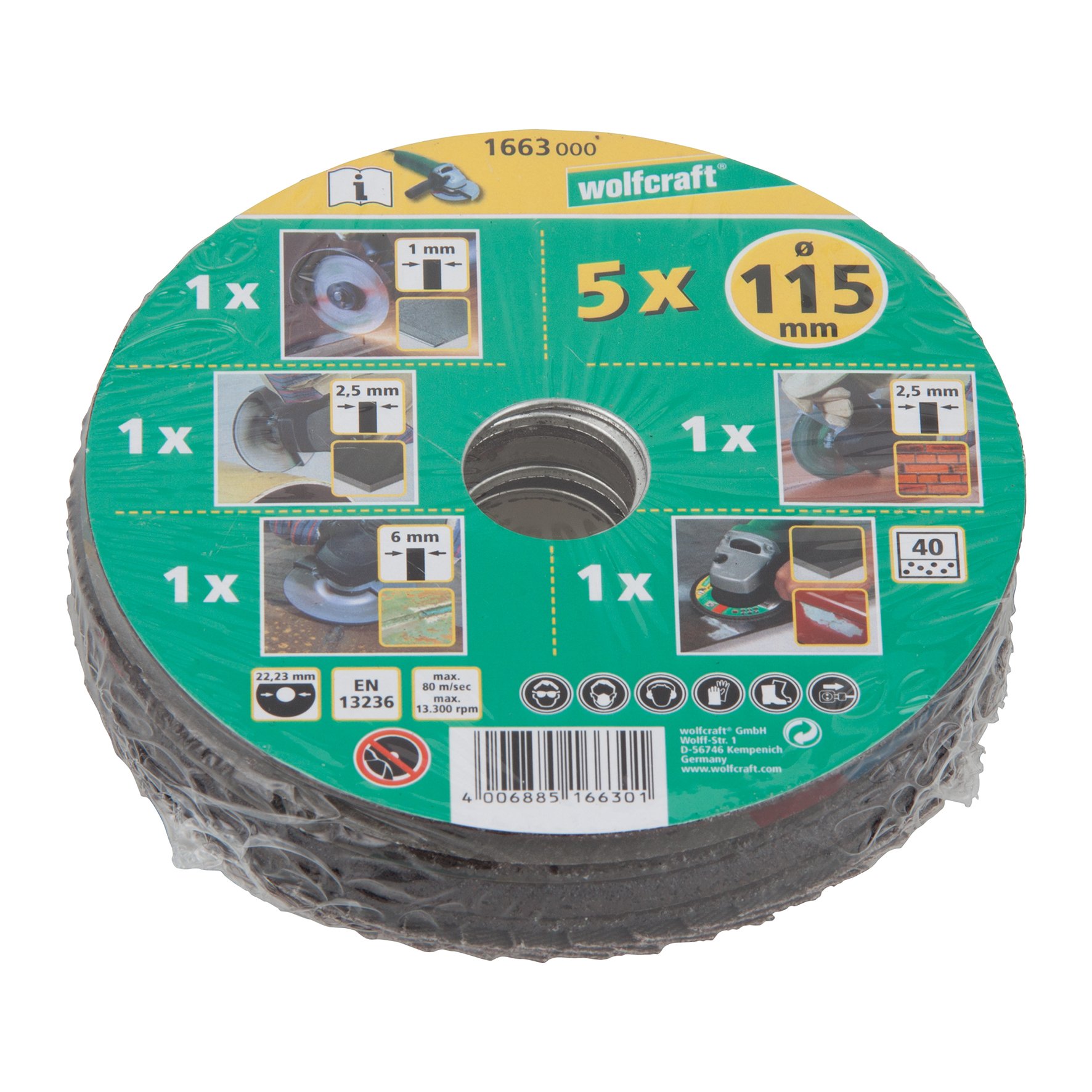 wolfcraft Starter Set for Angle Grinder 5 Pcs. I 1664000