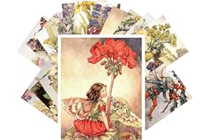 PIXILUV Vintage PostCards 24 pcs Flower Fairy Vintage Illustrations