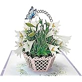 CUTPOPUP White Lily Sympathy Pop Up Card, With Sympathy Card, Loss of Loved One, Pet, Mom, Dad, Child, Condolence, Bereavement, Grief with Envelope (White Lily)
