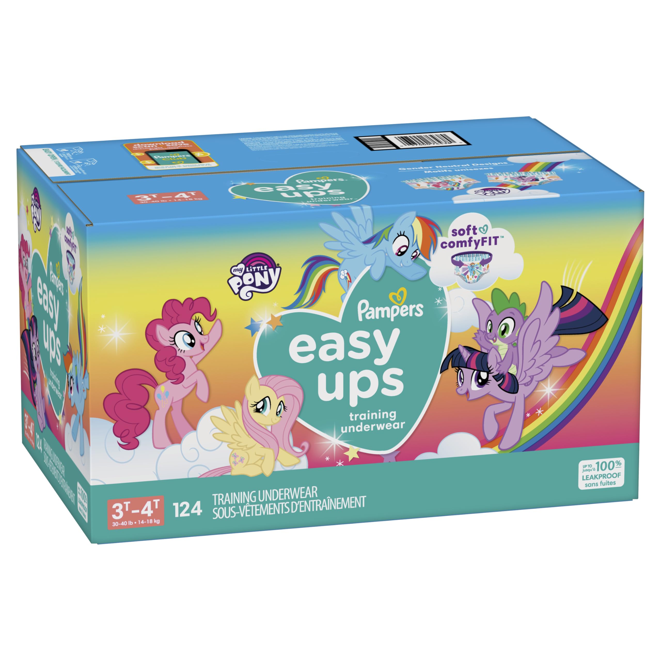 Pampers Training Pants - Easy Ups Girls & Boys - Size 3T-4T, 124 Count, My Little Pony Potty Underwear (Packaging May Vary)