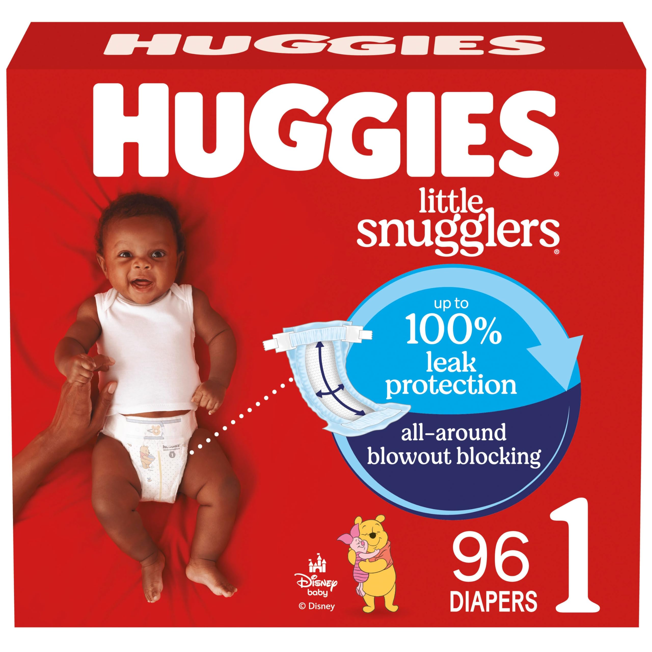 Photo 1 of Huggies Size 1 Diapers, Little Snugglers Baby Diapers, Size 1 (8-14 lbs), 96 Count, Packaging May Vary