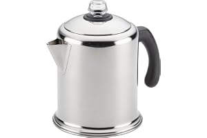 Farberware Classic Stainless Steel Yosemite 12-Cup Coffee Percolator | Rich coffee on the stovetop, stovetop coffee maker, stainless steel coffee pot, dishwasher safe