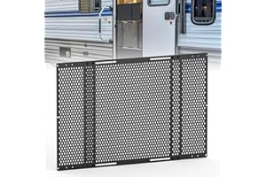 AUH RV Screen Door Protector for Dogs, Universal RV Entry Screen Door Grille Adjustable from 22" - 31.5", Aluminum Alloy Protector Screen Defender for RV Door Camper Screen Door Protector