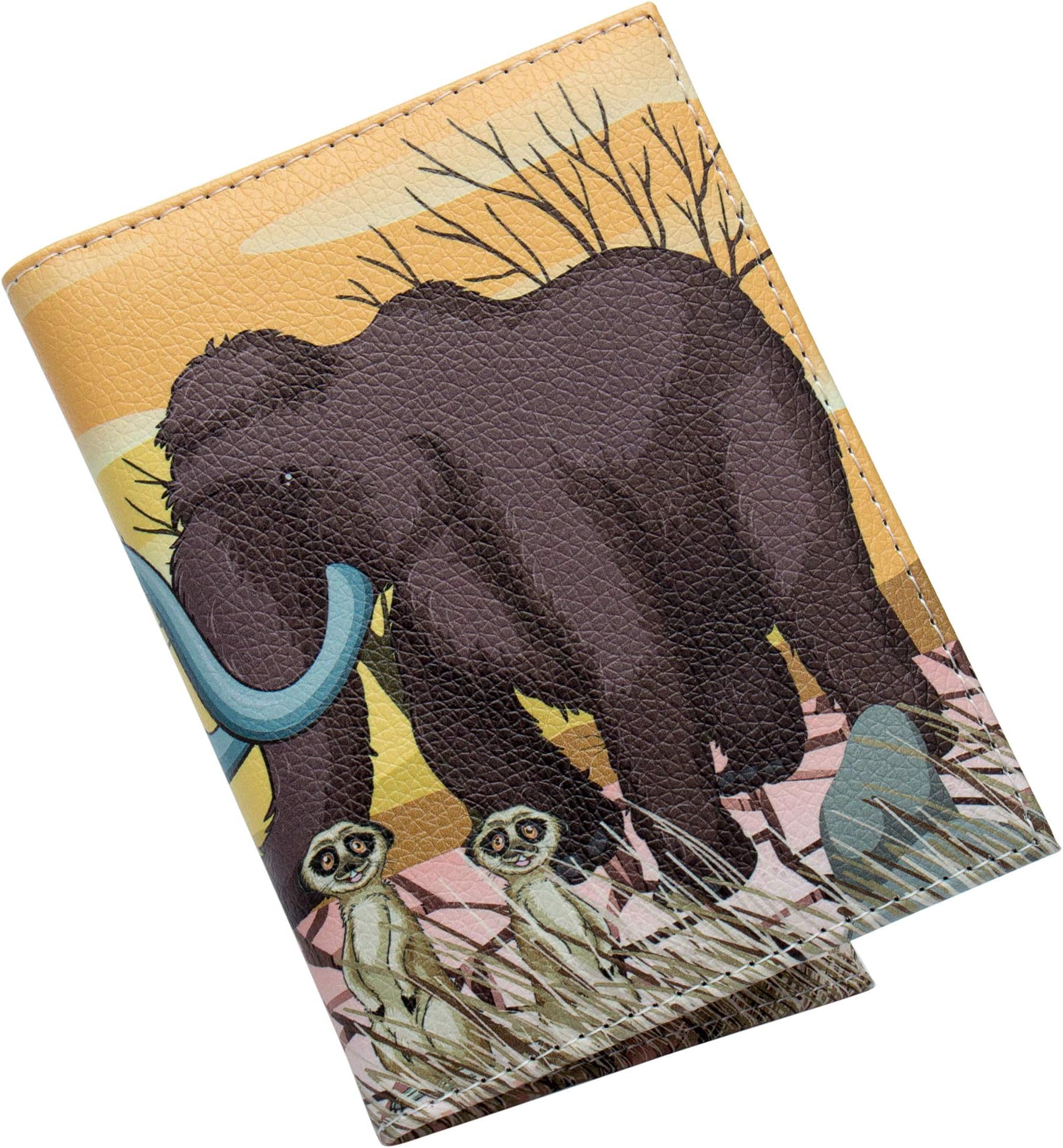 ZONGSHU Passport Holder Cover Wallet, Elephant Patten Travel Luggage Passport Wallet with PU Leather