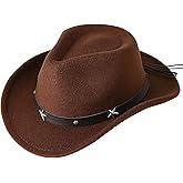 Jastore Kids Girls Boys Western Cowboy Cowgirl Hat with Buckle Belt Felt Fedora Hat