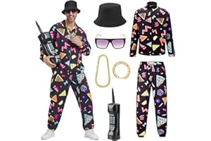 Antbutler 80s 90s Outfit for Men 80s Tracksuit Costume Mens 80 90s Themed Outfit for Party 80s Windbreaker Set 90 Sportswear