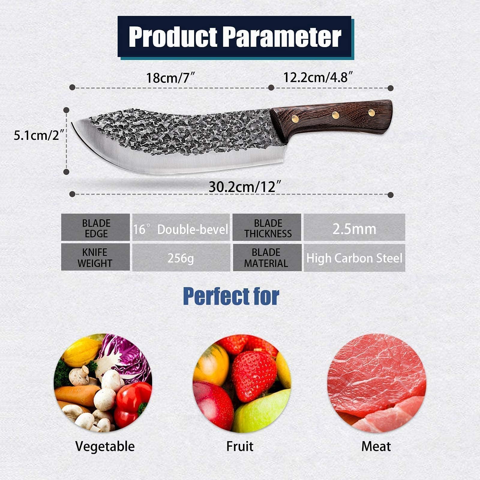 JASON 30cm Profi Fleischmesser Scharfes Küchenmesser Kochmesser Grillmesser Hackmesser für das Grillen Camping Outdoor-Aktivitäten 7