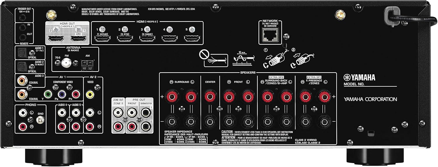 Yamaha TSR-7850R 7.2CH Dolby Atmos DTS Wi-Fi BT 4K Receiver, Black (Renewed): Electronics