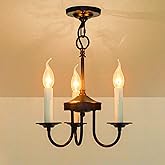 Psyverii 3 Lights Farmhouse Candle Style Chandelier, Rustic Ceiling Pendant Light Fixture for Entryway and Dining Room Kitche