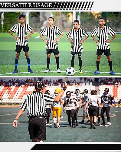 Sintege Sets Kids White and Black Soccer Referee Stripe Shirt