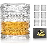 OPAYLY hobnail Drinking Glasses Old Fashion Glass 10oZ rocks glasses Set of 6 glasses Water Juice Cocktail Vintage Glassware Set Gift for Men Women