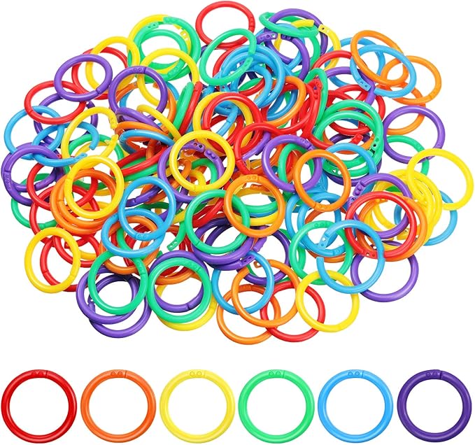 210 Pieces Plastic Loose Leaf Rings MultiColor Binder