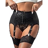 ohyeahlady Womens Garter Belt with 6 Vintage Metal Clips Leather Sexy Suspender Gater Lingerie for Thigh Highs S-2XL