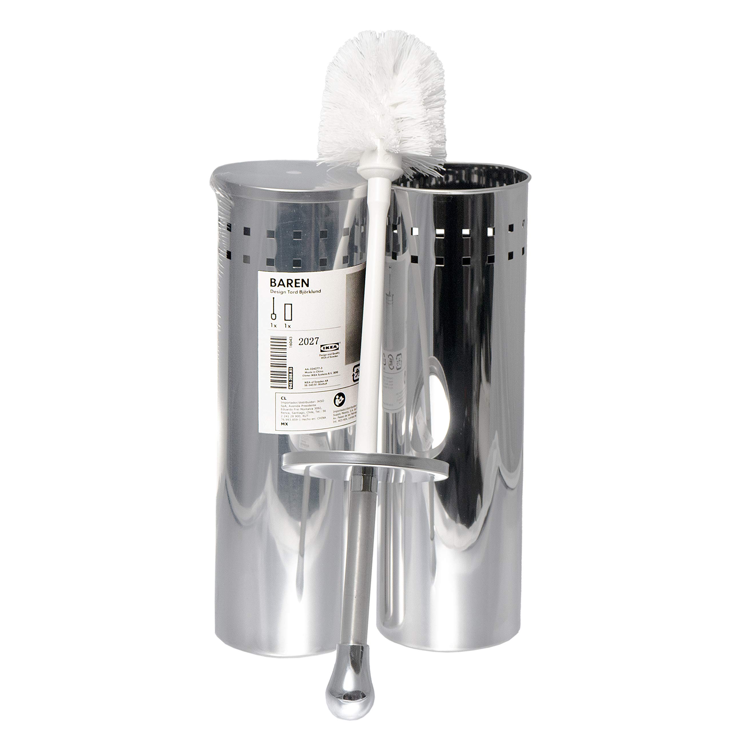 Ikea BAREN Toilet Brush in Stainless Steel Holder - Set of 2