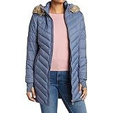 Spyder Women's Boundless Faux Fur Long Puffer Coat, Dark Cloud Medium