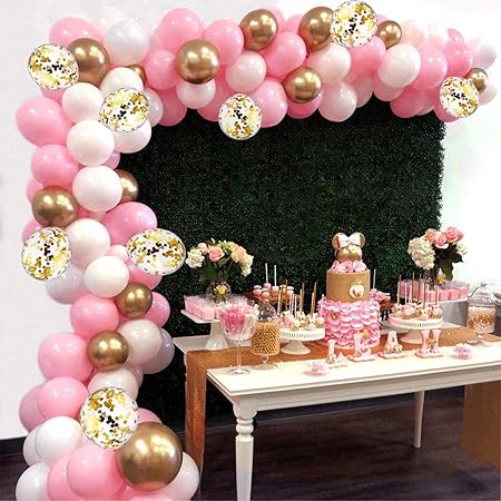 pink and gold balloons baby shower