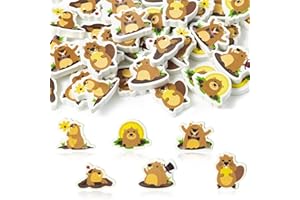 CJiangpo 60Pcs Happy Groundhog Day Mini Erasers for Kids Bulk, Cartoon Pencil Rubber Eraser 3D Desk Puzzle Kids School Classroom Prizes Groundhog Day Gifts Filler Party Favors