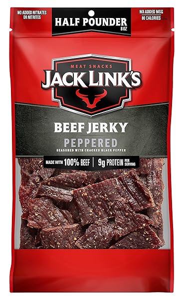 JACK LINK’S BEEF JERKY, PEPPERED, HALF POUNDER LARGE...