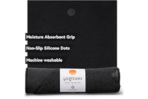 Yogitoes Manduka Yoga Towel for Mat Nonslip and Quick Dry for Hot Yoga with Rubber Bottom Grip Dots 72 Inch Long Onyx Thin and Lightweight (262023001)
