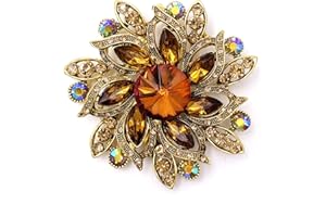 LAXPICOL Vintage Women's Austrian Crystal Elegant Flower Brooch Wedding Broach Pin