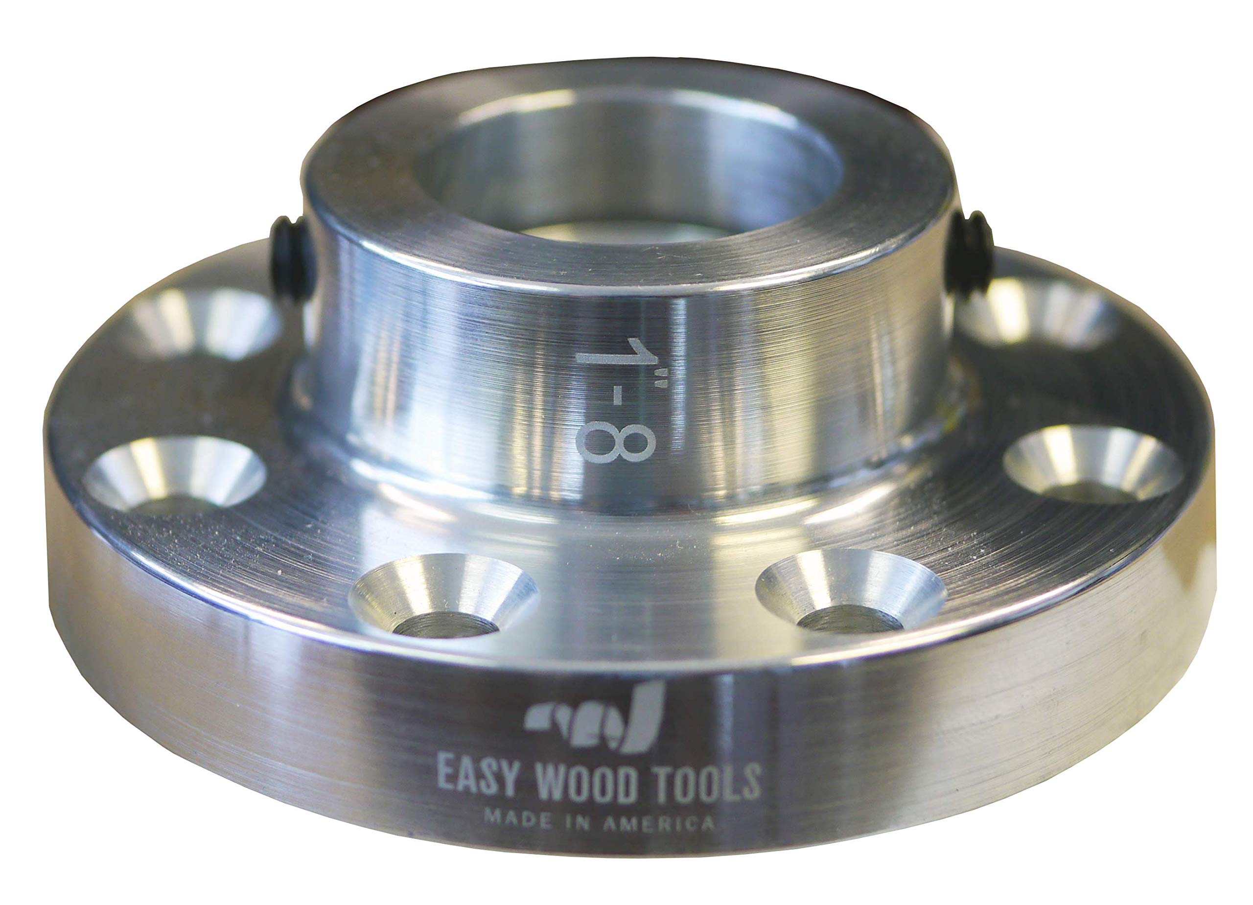 Easy Wood Tools 3" Diameter Bright Polished Aluminum Faceplate (F430) with 1" X 8 TPI Diameter Faceplate with Set Screws, 8 Large Mounting Screw Holes, Spanner Hole