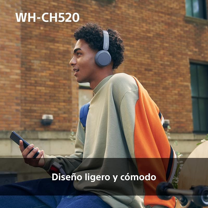 Fones de ouvido bluetooth sem fio sony wh-ch520, até 50 horas de duração da bateria com carga rápida e estilo faixa de cabeça, pretos