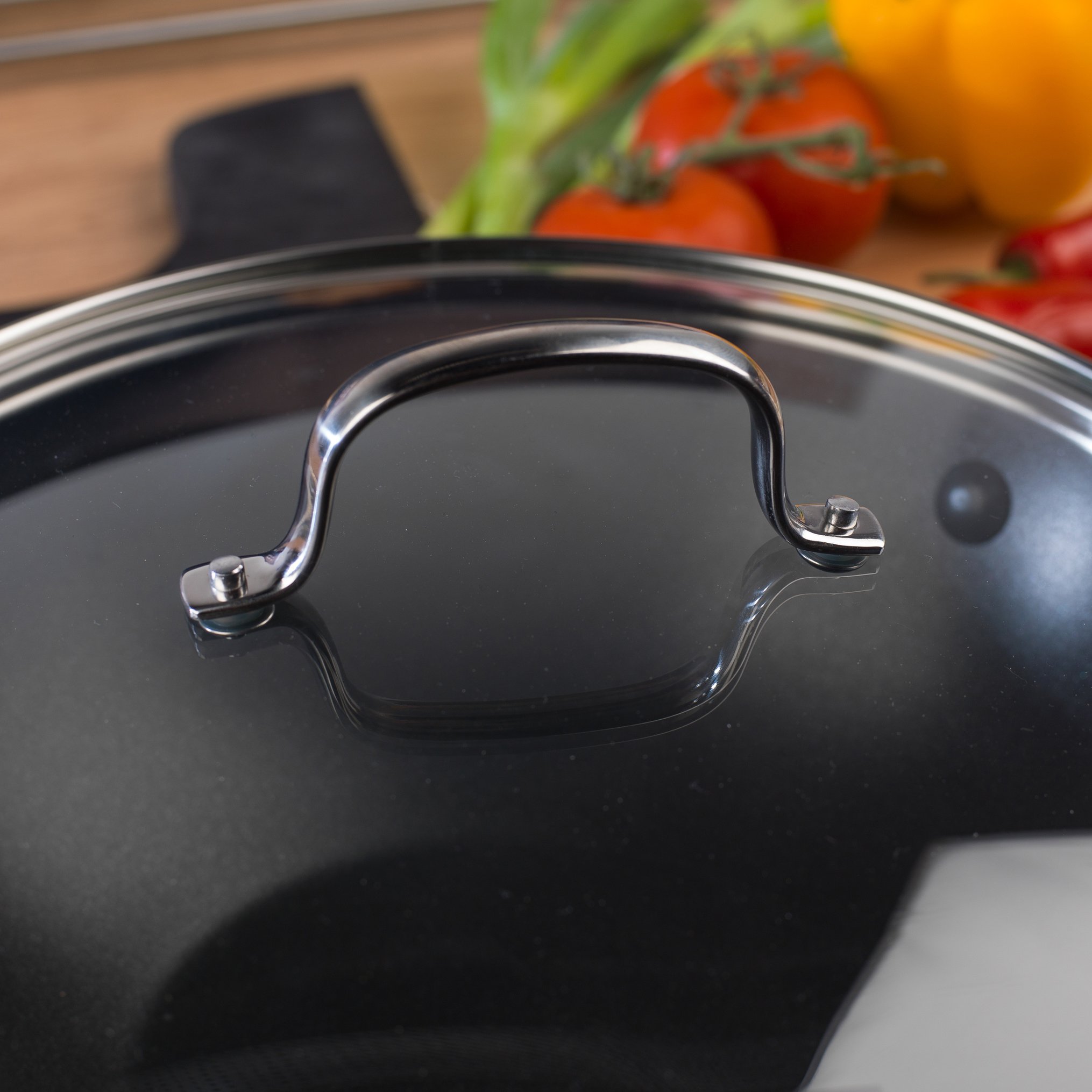 Thomas 1404908 Cook & Pour Teflon Wok Stir Fry Pan with Tempered Glass