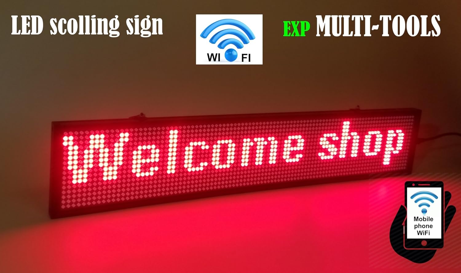 LED display RED color with WiFi connection , LED scrolling message sign,  BRIGHT and in new light auminum housing: Amazon.ca: Office Products