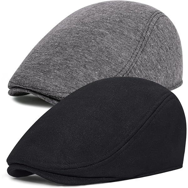 Qunson Men's Duckbill Ivy Newsboy Cap Scally Hat (2 Pack-A
