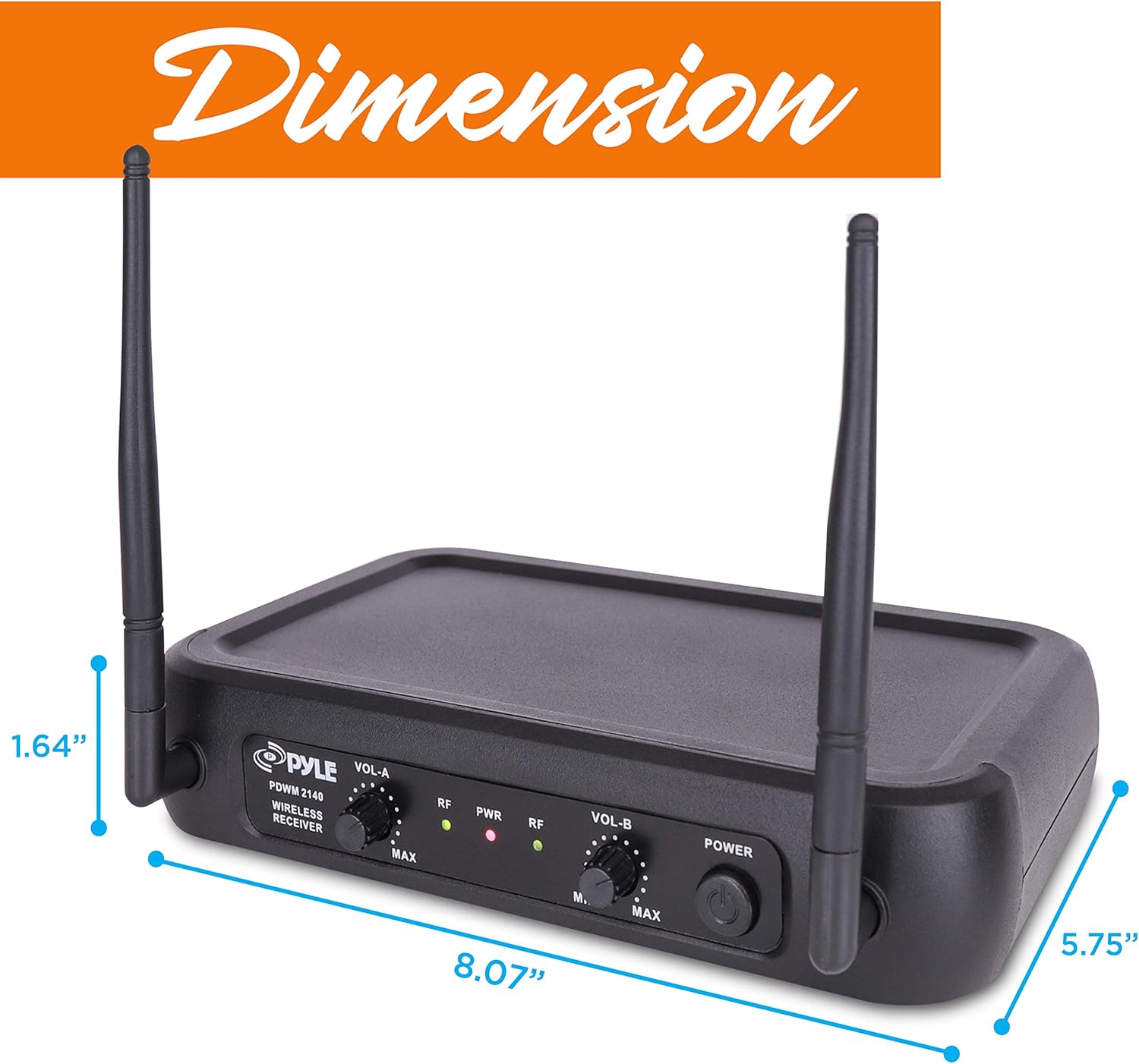 Pyle Channel Microphone System-VHF Fixed Dual Frequency Wireless Set with 2 Handheld Dynamic Transmitter Mics, Receiver Base-for PA, Karaoke, Dj Party (PDWM2135): Musical Instruments