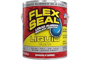 Flex Seal Liquid, Rubber Coating Sealant, Waterproof, Flexible, Breathable, and UV Resistant, Roof Repair, Basements, RV, Campers, Trailers, Marine, EPDM, Masonry, Clear, 1 Gallon