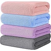 Wuwahold 4 Pack Bath Towel Set, Lightweight Waffle Bath Towel Set, Microfiber Super Soft Highly Absorbent, Sturdy Quick Drying Towels for Bathroom, Gym, SPA, Yoga (4 Pack)