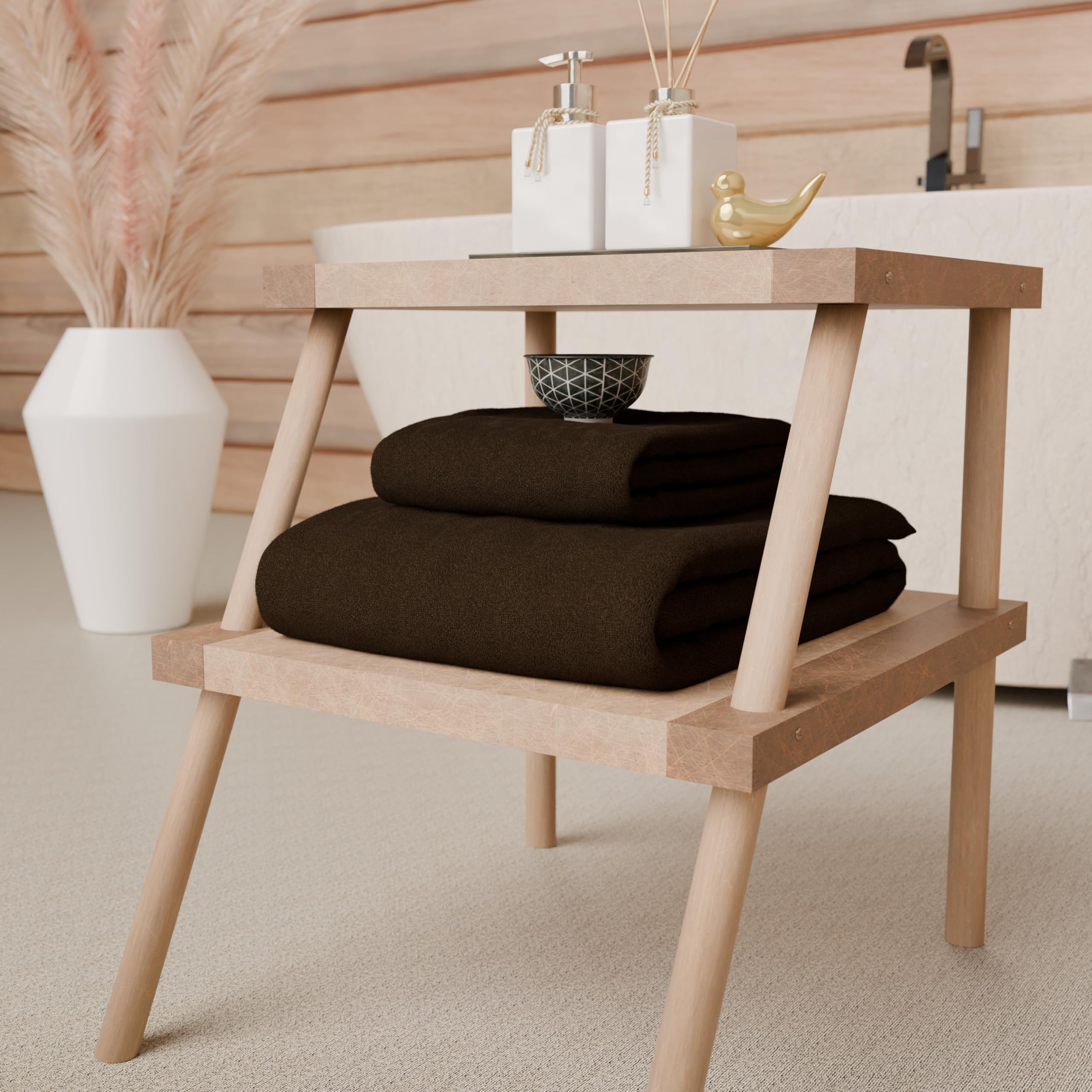 PETTI Artigiani Italiani - 100% Cotton Terry Bath Towels, 2+2 Towel Set, 4 Pieces 2 Face Towels and 2 Hand Towels, Brown Towels