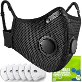 BASE CAMP M Plus Dust Mask, Breathable Reusable Face Mask with 6 Activated Carbon Filters for Woodworking Construction Mowing Grinding (Modern1)