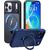 CASEKOO Ultra-Magnetic Stand for iPhone 17 Pro Case [Military Drop Protection] [Compatible with MagSafe] Shockproof Translucent Matte Slim Ring Holder Case for iPhone 17 Pro 6.3", Black