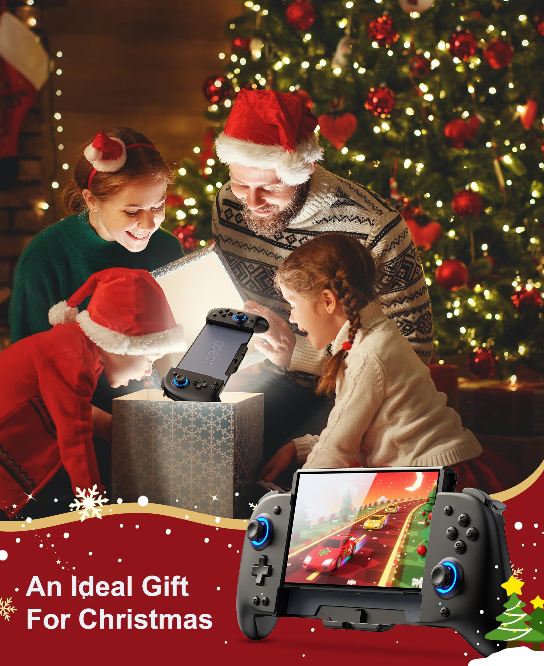 Gammeefy Switch Controllers Compatible with Nintendo Switch/Switch OLED, One-Piece Joypad Controller Replacement for Switch Pro Controller with 9 Lights Color, Turbo, Macro, KeyLinker APP