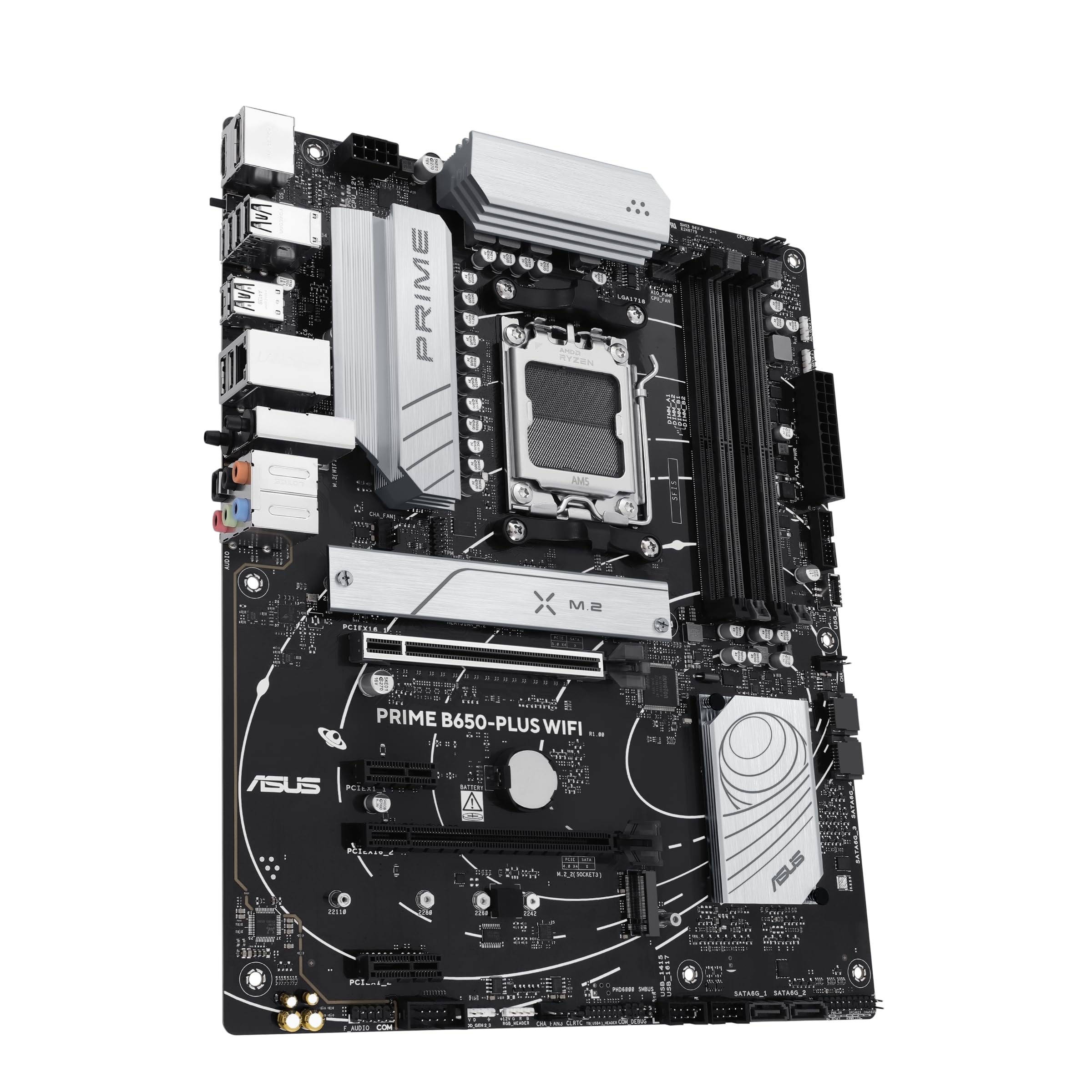 ASUS Prime B650-PLUS WiFi Gaming Mainboard Sockel AMD AM5 (ATX, DDR5, PCIe 5.0 M.2, WiFi 6E, DisplayPort, HDMI, SATA 6 Gbps, BIOS Flashback, Thunderbolt 4 Header, Aura Sync)