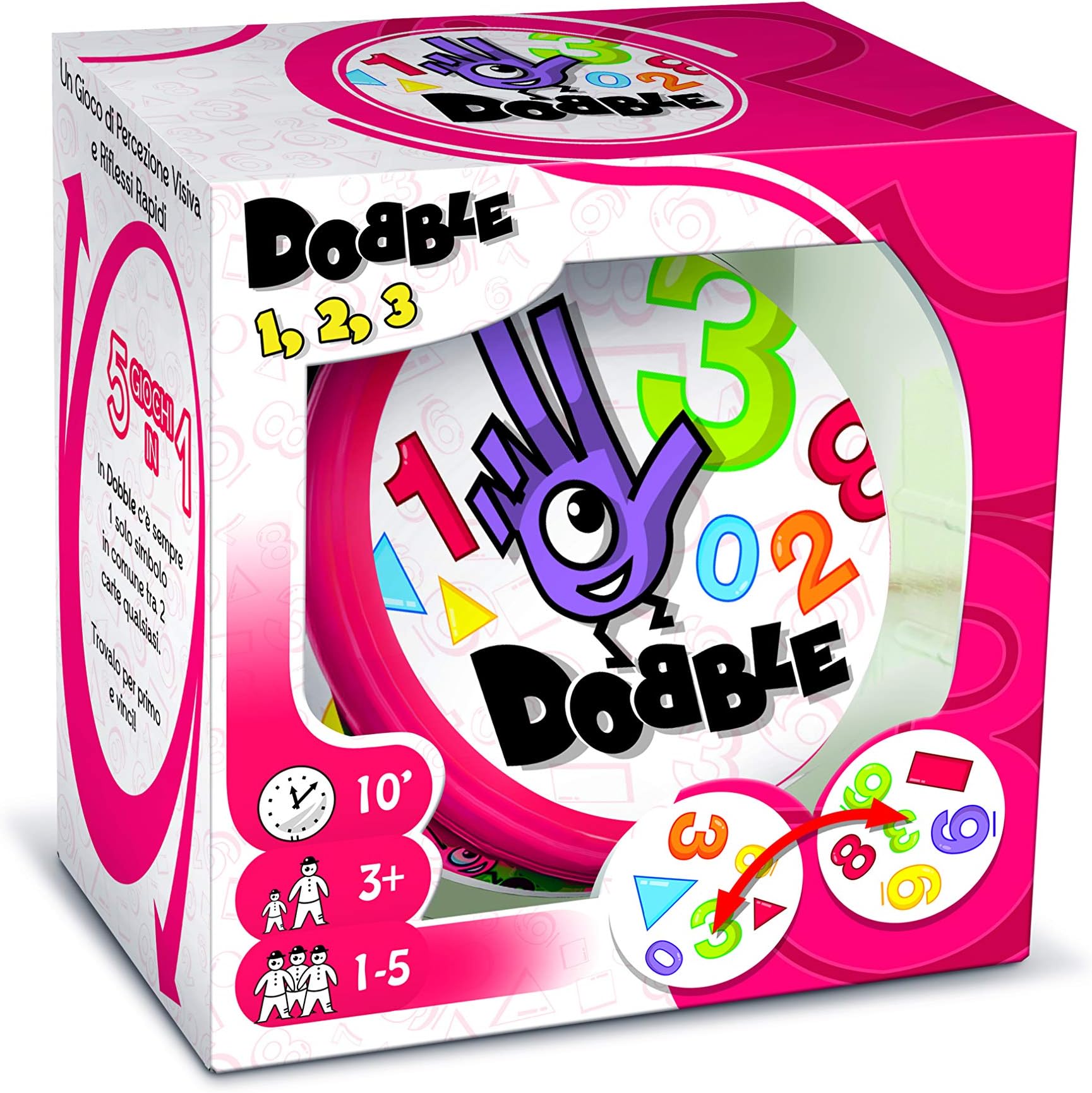 Asmodee - Dobble 1,2,3, Board Game Italian Edition, 8235