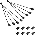 MEIRIYFA 5V 3 Pin ARGB Splitter Cable 1-to-4 Male 3 Pin Addressable RGB Splitter Extension Connector for MasterFan/MasterLiquid ARGB Series Support LED Sync Cable with Protective Cap 2 Pack