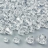 Honkoolly 850pcs Acrylic Round Faceted Beads 6mm 8mm 10mm 12mm Faceted Round Spacer Beads for Bracelets Necklace Earring DIY Jewelry Making Craft(White)