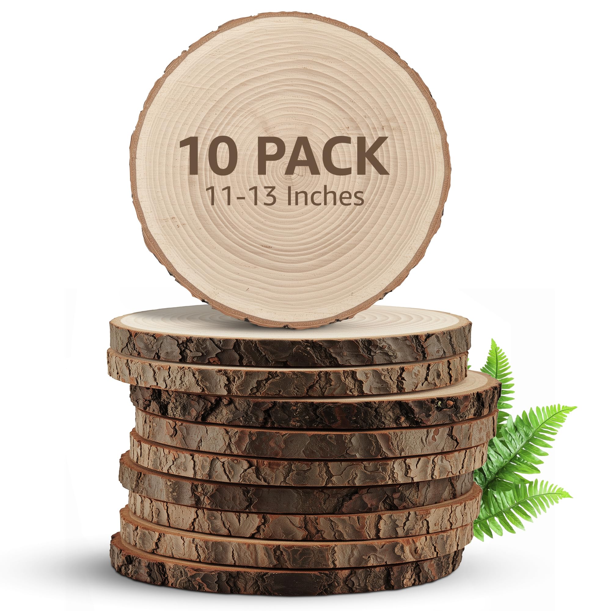 Photo 1 of KARAVELLA (10) Pack 11-13 inches X Large Wood Slices for Centerpieces - Wood Centerpieces for Tables, Rustic Wedding Centerpiece, Natural Wood Slabs, Thin Slices