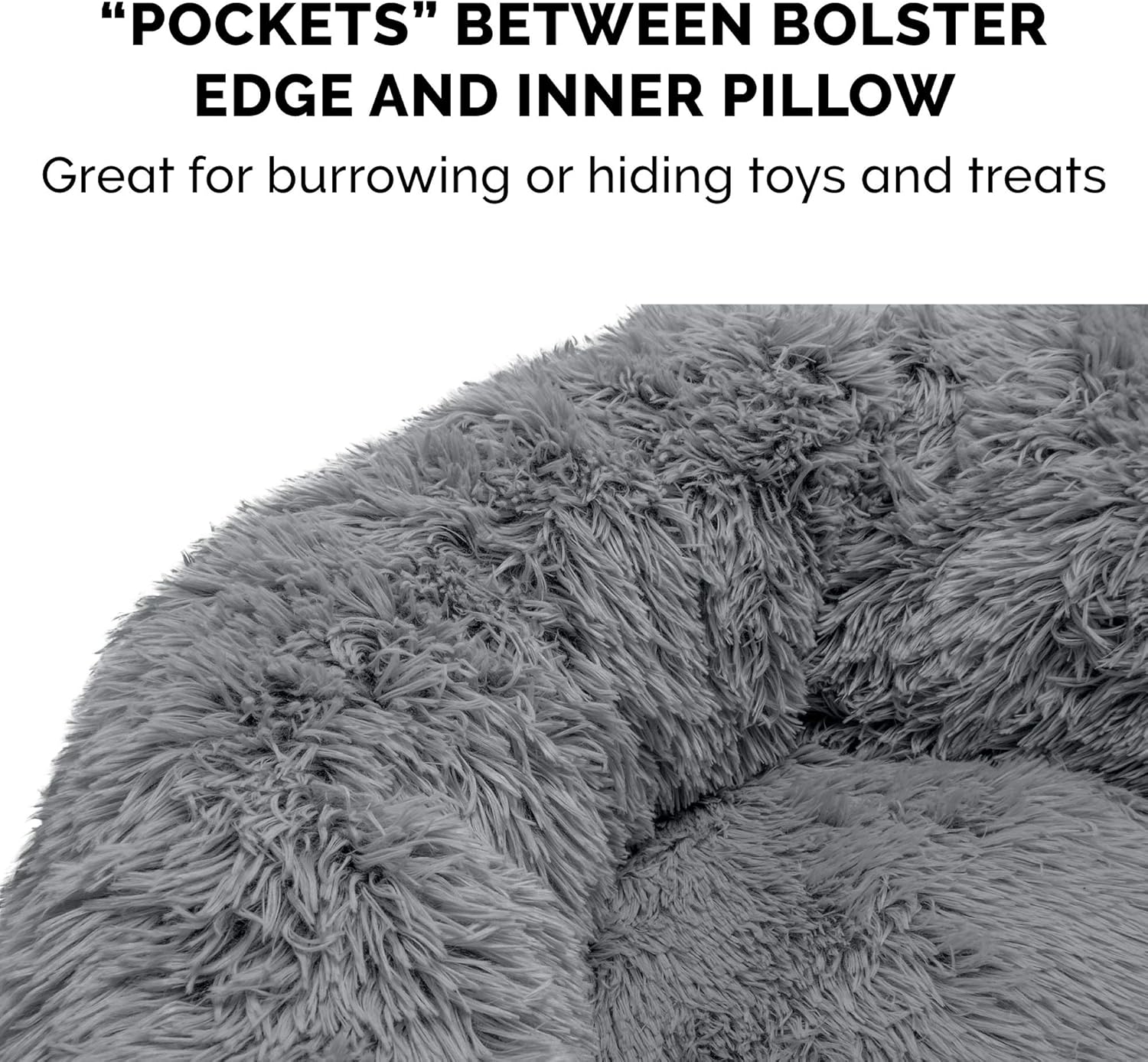 Furhaven Pet Dog Bed - Round Plush Long Faux Fur Ultra Calming Deep Sleep Soothing Cushion Cuddler Donut Pet Bed for Dogs and Cats, Gray, Small : Pet Supplies