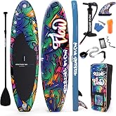 SereneLife Inflatable Stand Up Paddle Board with Premium SUP Accessories &ndash; Wide Stable Design with Non-Slip EVA Deck Pad for Adults and Youth of All Skill Levels, 350 lbs Capacity