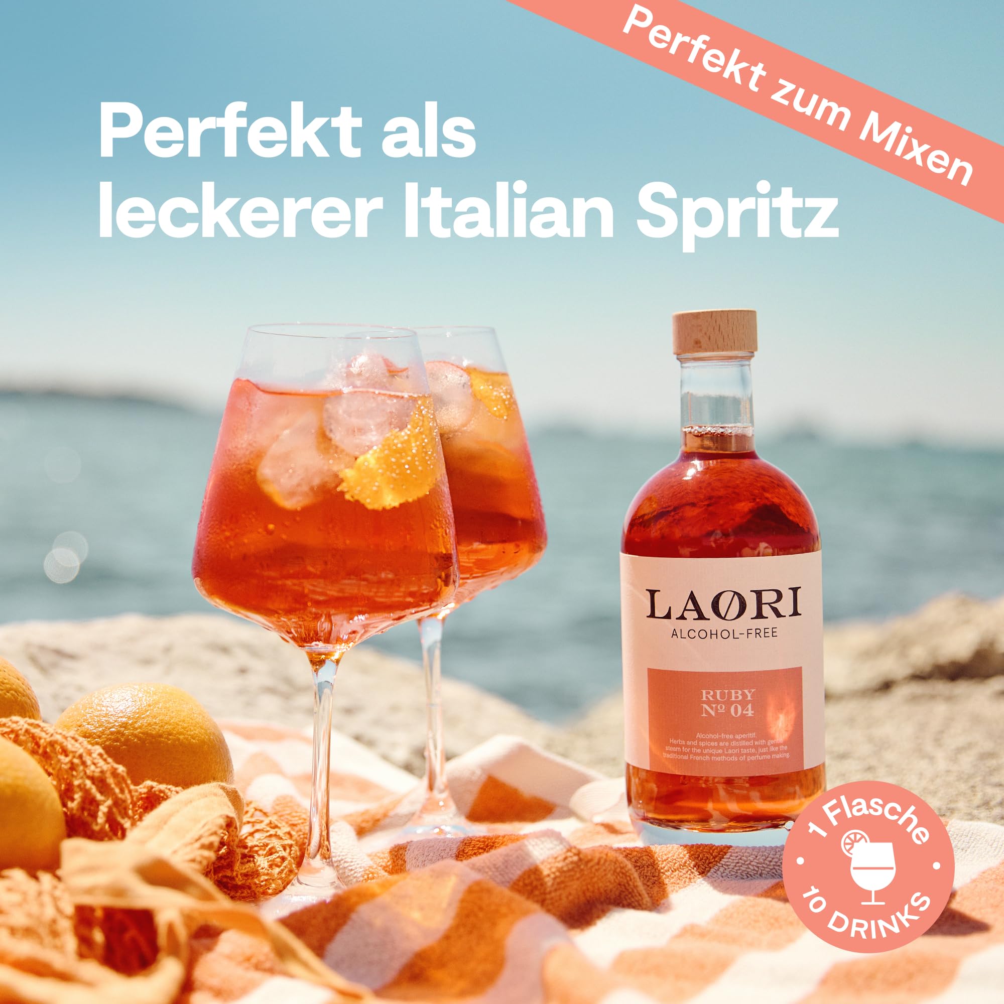 Laori Ruby No 04 Alkoholfreier Spritz 500 ml | Fruchtig-frischer Alkoholfreier Aperitif mit pinker Grapefruit & Orange | Perfekt für Italian Spritz & alkoholfreie Cocktails | Nur 65 Kalorien & vegan 3