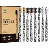 Isshah Plant-Based Cellulose Acetate Toothbrushes - 8 Pack - Pebble | Eco-friendly cellulose acetate toothbrushes with signature Pebble colorway, soft nylon bristles, 8 count family pack