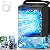 Portable Air Conditioners，Upgraded Portable AC Small Air Conditioner Personal Air Cooler Mini Evaporative Cooler 3 Wind Speed Portable Small AC with 7 Night Light for Room Home Bedroom Office