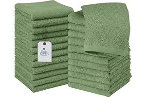 DAN RIVER 100% Cotton Washcloths 24 Pack Premium Quality Face and Body Cloth, Quick Dry Essential Towels for Bathroom, Hand, 