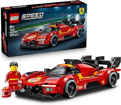 Speed Champions Ferrari 499P - Rennwagen Spielzeug - Mint Modellbau mit Fahrer Minifigur zum Sammeln - Motorsport Geschenk für Jungen ab 9 Jahren und Fans - 77261
