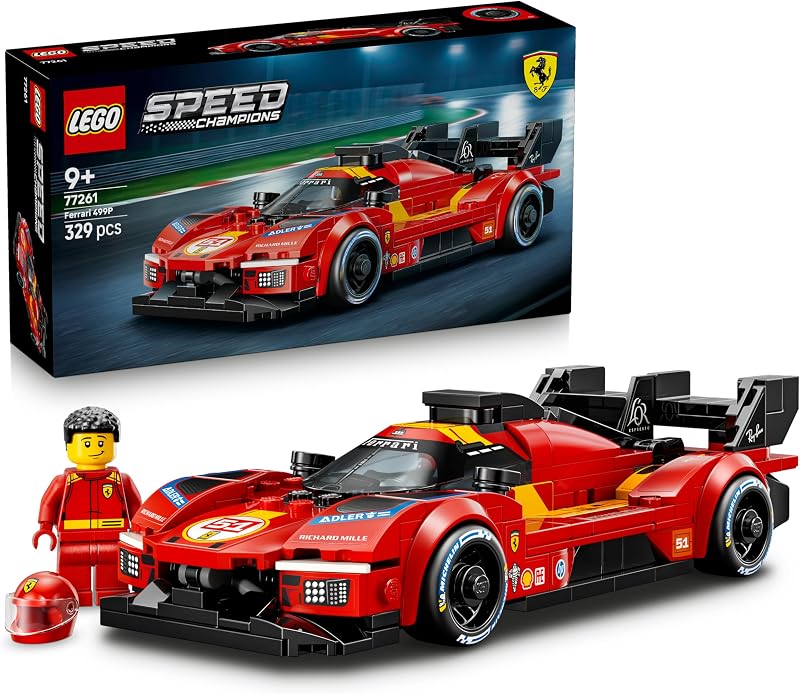 Speed Champions Ferrari 499P - Rennwagen Spielzeug - Mint Modellbau mit Fahrer Minifigur zum Sammeln - Motorsport Geschenk für Jungen ab 9 Jahren und Fans - 77261 — Foto 1 von 8