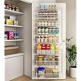 Mefirt White 9-Tier Over The Door Pantry Organizer, Pantry Organization and Storage, Deep Baskets Hanging Heavy-Duty Metal, W